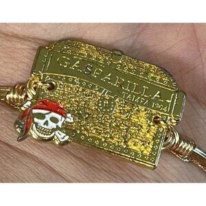 Bourbon Bowties Gasparilla Treasure Chest Bangle Women L Gold Wire Bracelet 80s